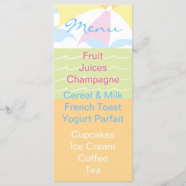 Ball de playa del menú Baby Shower (Anverso)