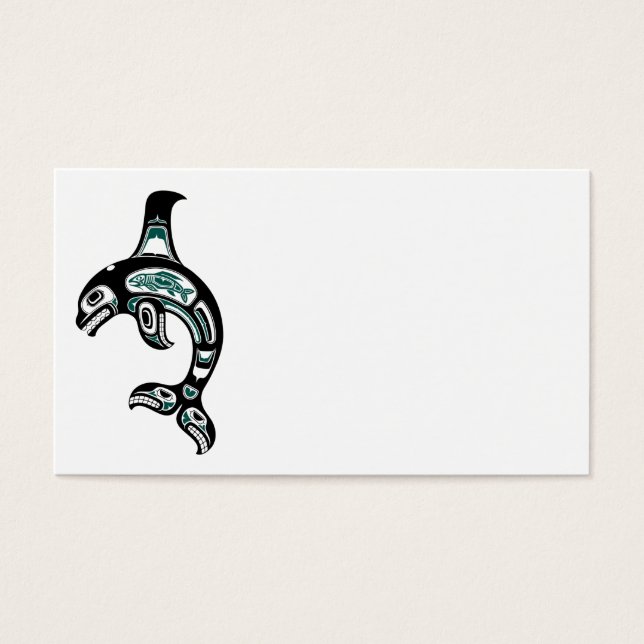 Ballena asesina de espíritus Haida azul y negro (Frente)