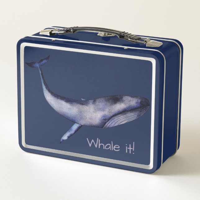 Ballena azul de acuarela personalizada (Reverso)