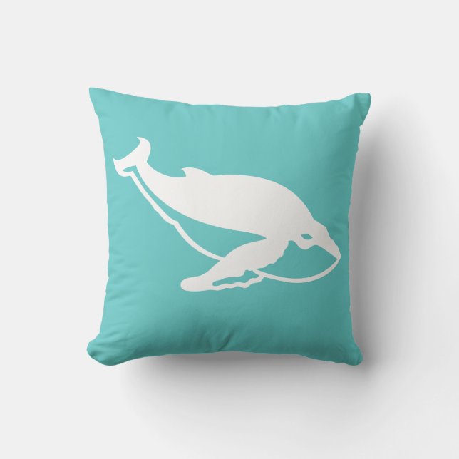 ballena blanca sobre almohada azul turquesa (Anverso)