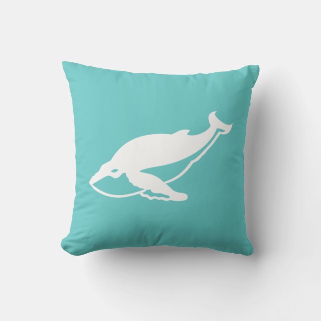 ballena blanca sobre almohada azul turquesa (Anverso)
