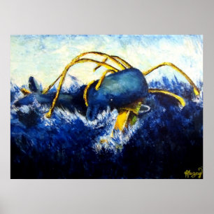 Ballena contra la impresión original del artista
