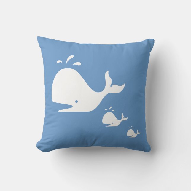ballena de DIBUJOS ANIMADOS blanca  sobre almohada (Anverso)