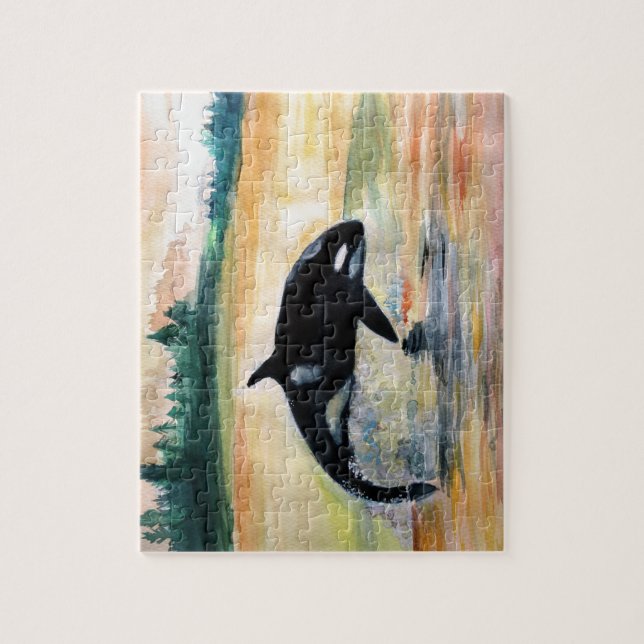 Ballena en puente rompecabezas de foto con caja de (Vertical)