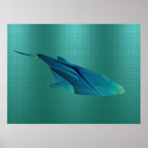 Ballena geométrica azul arte minimalista del océan