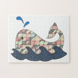 Ballena geométrica de rompecabezas de arte única