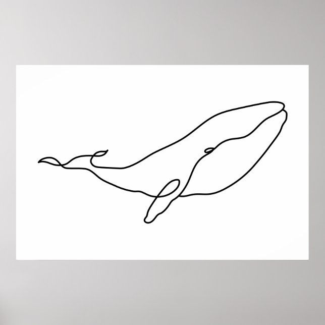 Ballena, ilustración de arte de línea (Frente)