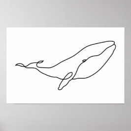 Ballena, ilustración de arte de línea 17 x 11