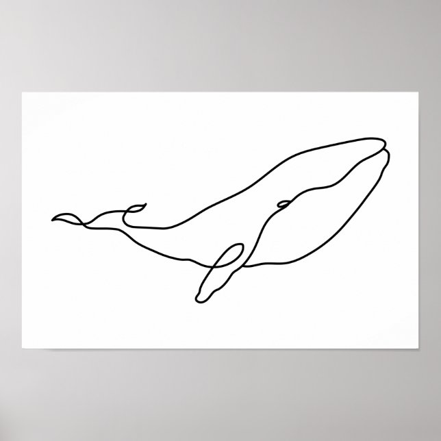 Ballena, ilustración de arte de línea 17 x 11 (Frente)