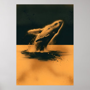 Ballena jorobada saltando Arte Océano Ámbar