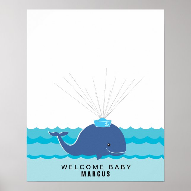 Ballena | Libro de visitas para fiesta de bebé Imp (Frente)