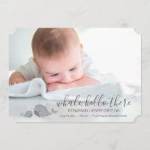 Ballena linda Hola Invitación de fotos para bebés