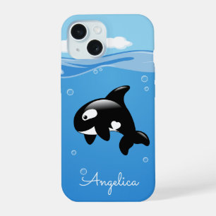 Ballena orca pura en el océano con nombre personal