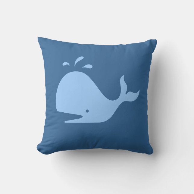 ballena PERSONALIZADO azul en almohada azul medio (Anverso)