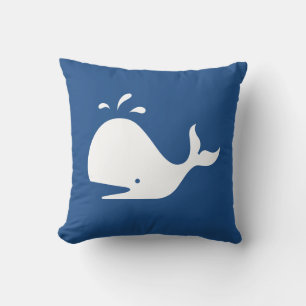 ballena PERSONALIZADO blanca en almohada azul medi