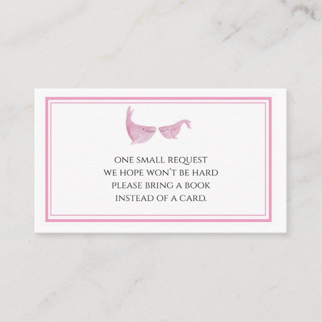 Ballena rosa acuarela Por favor traiga una tarjeta (Anverso)