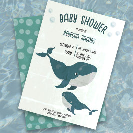 Ballena vintage con un bebé Invitación Baby Shower