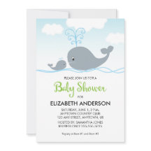 Ballena y ballena, invitación a Baby Shower