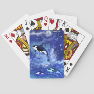 Ballenas Asesinas en Cartas de Juego Azules de Lun