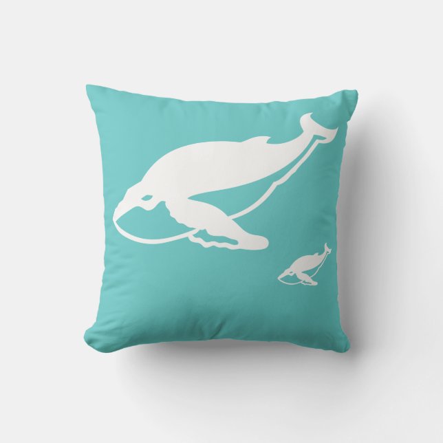 ballenas blancas en almohada azul turquesa (Anverso)