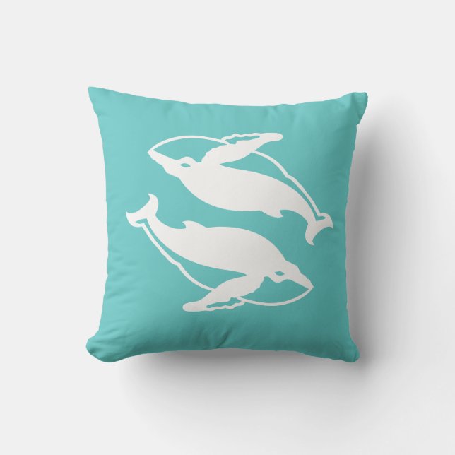 ballenas blancas en almohada azul turquesa (Anverso)