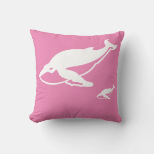 ballenas blancas en almohada rosa