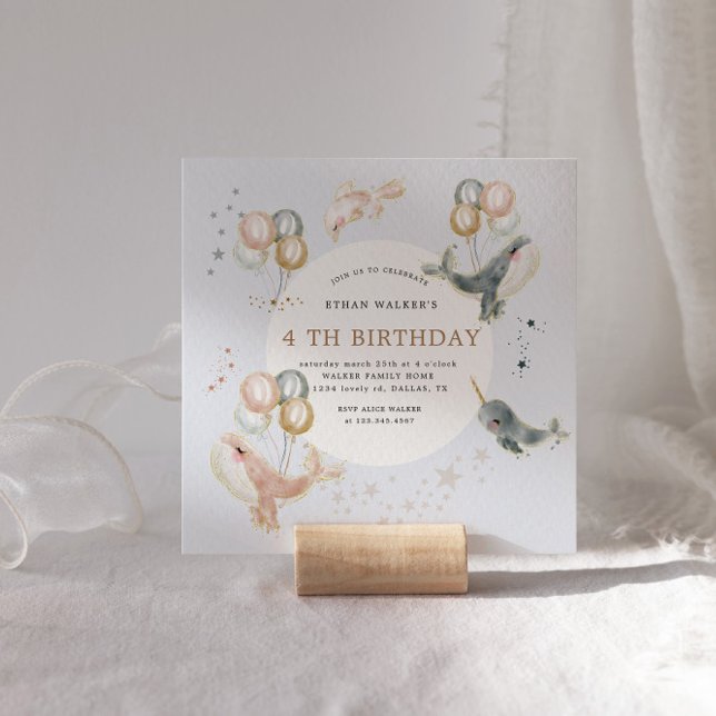 Ballenas y globos mágicos Invitación de cumpleaños (Subido por el creador)