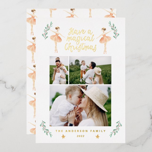 ballerina acuarela 3 foto tarjeta de vacaciones Re (Anverso/Reverso)