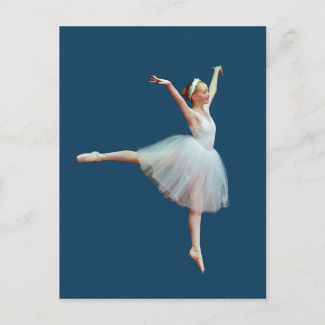 Ballerina bailando con una postal azul (Anverso)