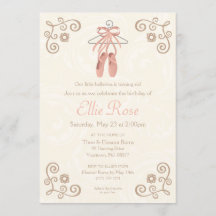 Ballerina Ballet Shoes Chica Invitación al cumplea