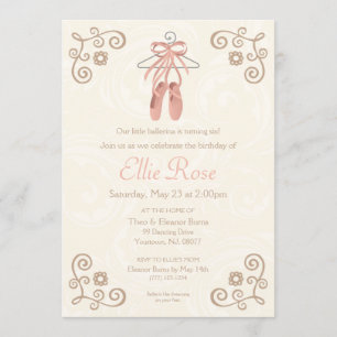 Ballerina Ballet Shoes Chica Invitación al cumplea