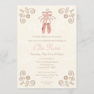Ballerina Ballet Shoes Chica Invitación al cumplea