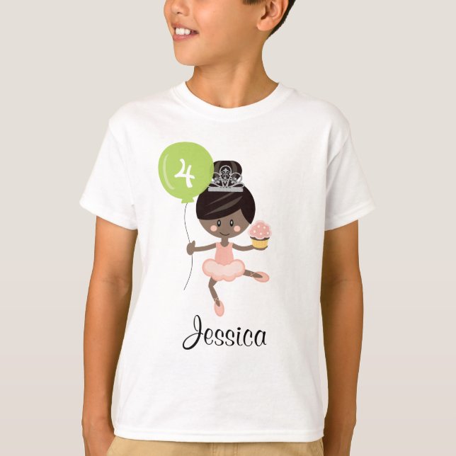 Ballerina Birthday Kids Camiseta afroamericana (Anverso)
