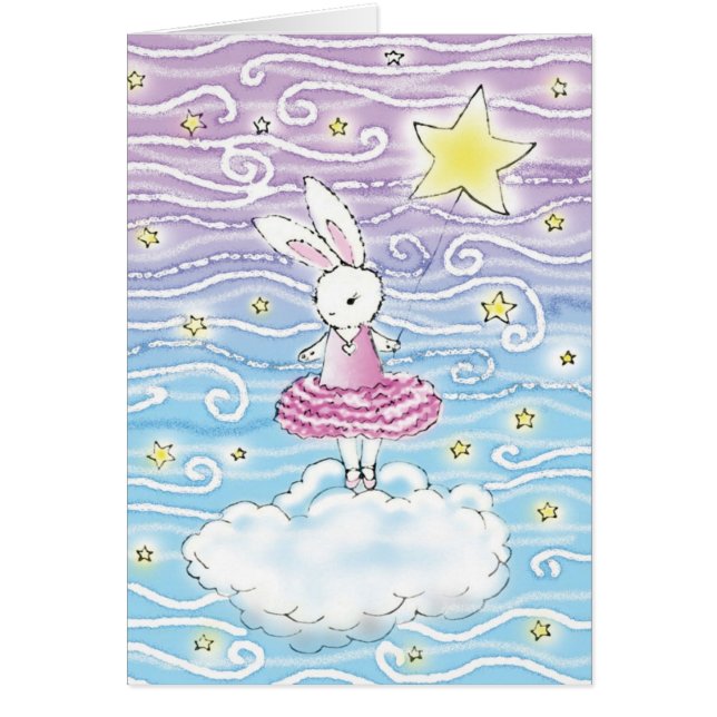 Ballerina Bunny Fantasy Art Blank Card (Frente)
