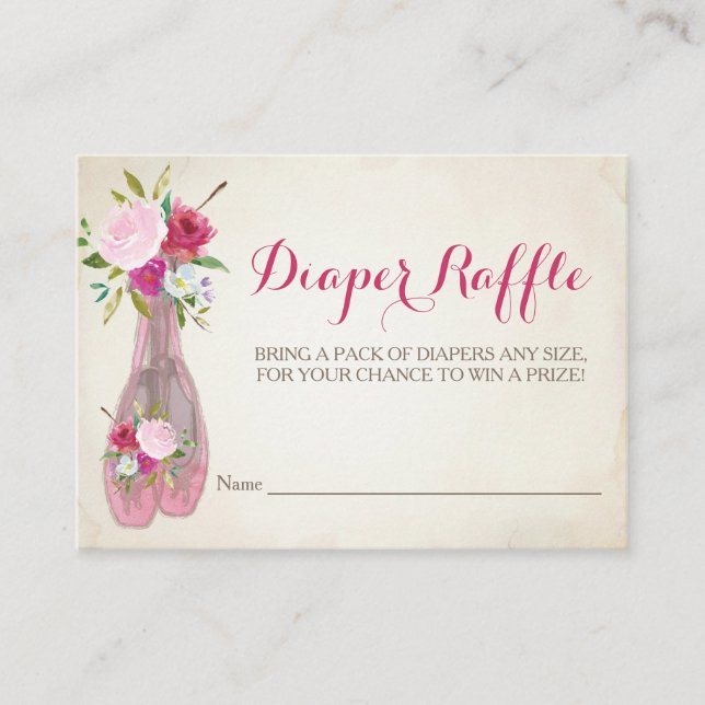 Ballerina Chica Baby Shower Diaper Raffle Ticket (Anverso)