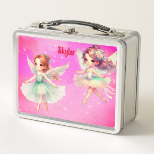 Ballerina con alas caja metalizado de almuerzo