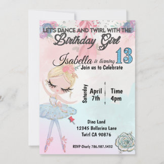 Ballerina cumple trece años de invitación