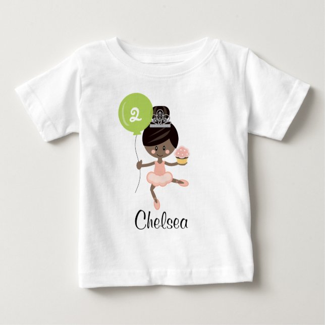 Ballerina Cumpleaños Camiseta bebé afroamericana (Anverso)