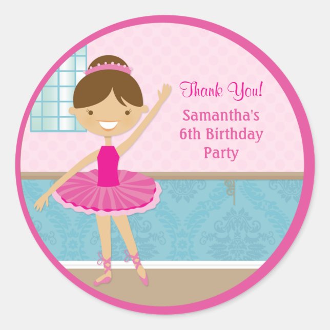 Ballerina Cumpleaños Party Favor Pegatinas (Anverso)