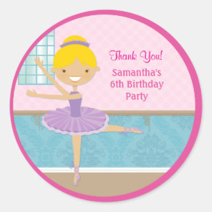Ballerina Cumpleaños Party Favor Pegatinas