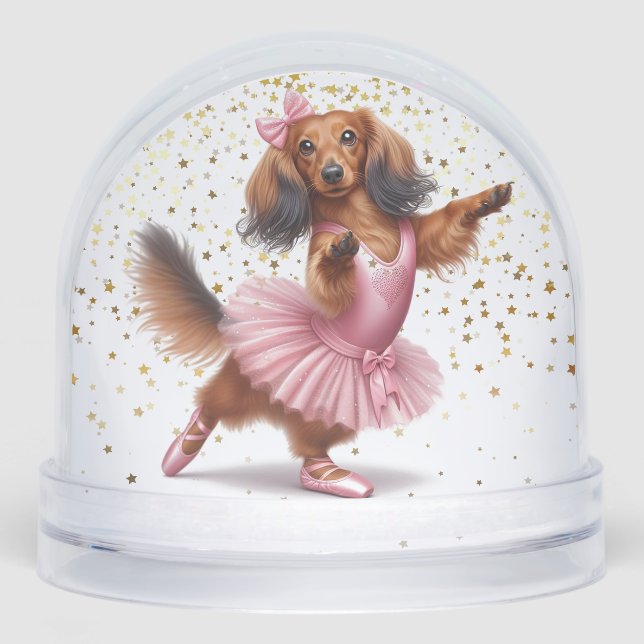 BALLERINA DACHSHUND SNOW GLOBE (Anverso)