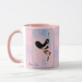 Ballerina en tazas de café rosado