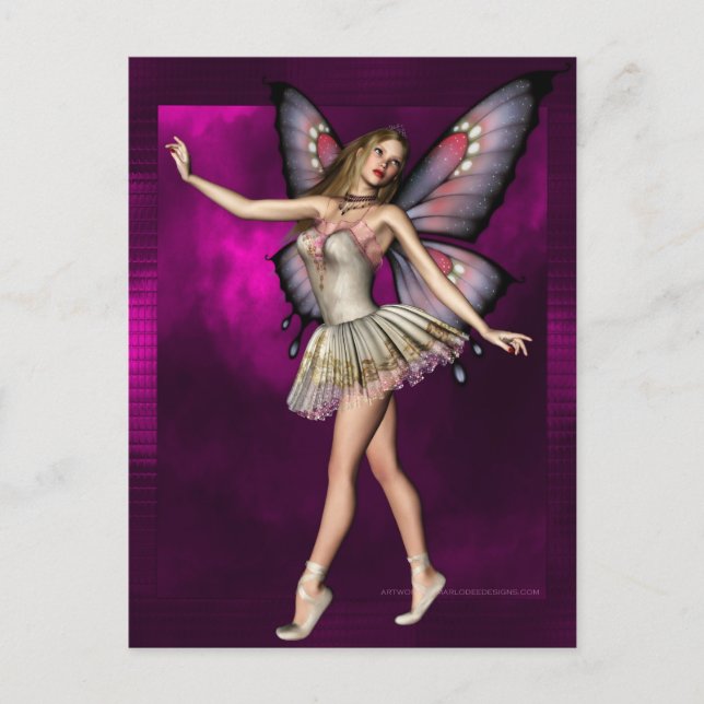 Ballerina Fairy Artwork D1 Postales (Anverso)