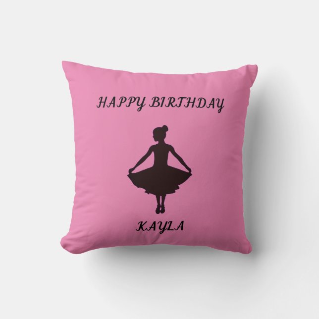 Ballerina feliz cumpleaños almohada de lanzamiento (Anverso)
