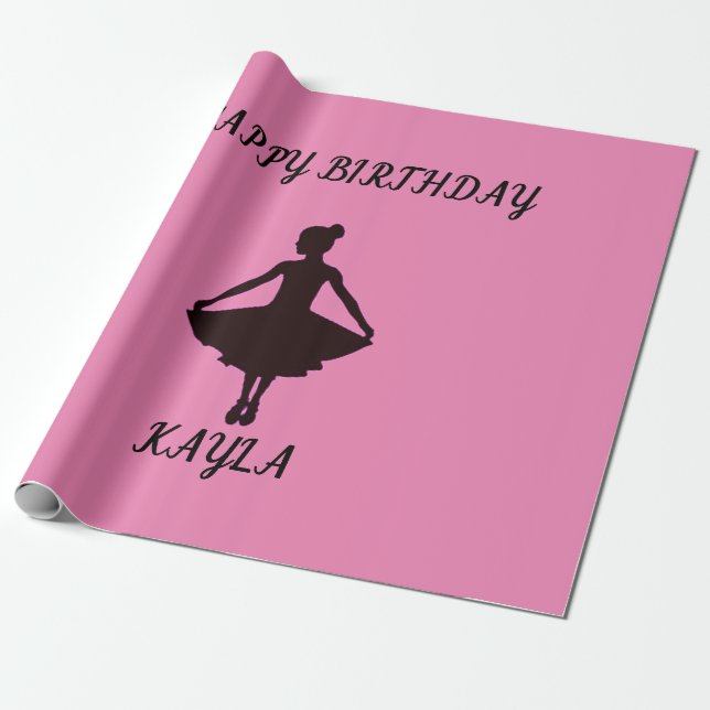 Ballerina feliz papel de envoltura de cumpleaños c (Desenrollado)