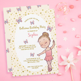 Ballerina Gold Sparkles Invitación a la fiesta de 