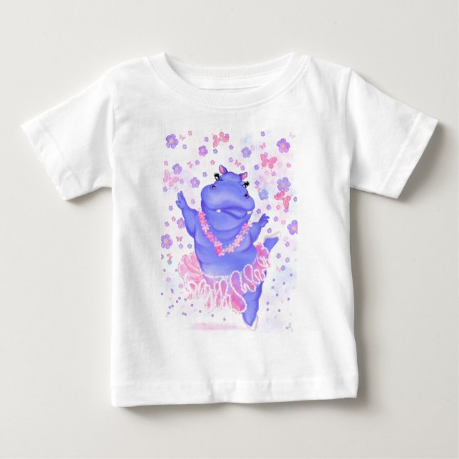 Ballerina Hippo Bailarina Camiseta Funny Bebé (Anverso)