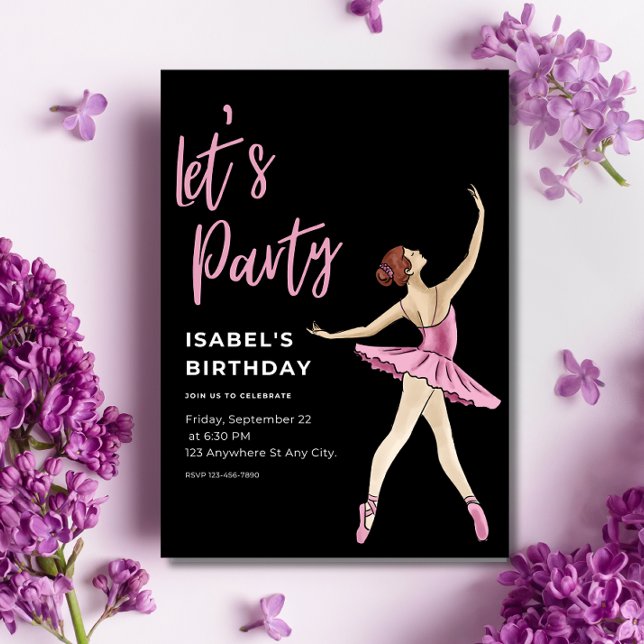 Ballerina Invitación al cumpleaños, Ballet Editabl (Subido por el creador)