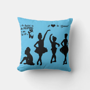 Ballerina lanza almohada en azul y negro.
