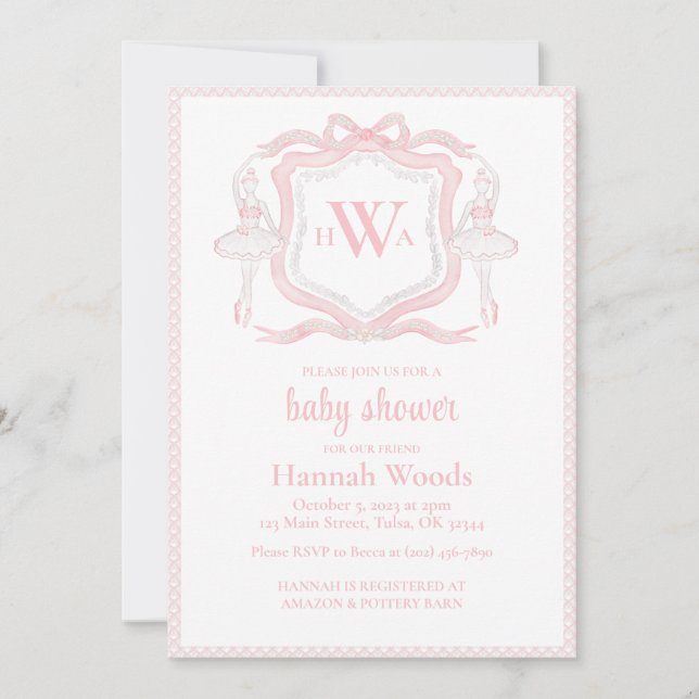 Ballerina Monogram Grandmillennial Baby Shower (Anverso)